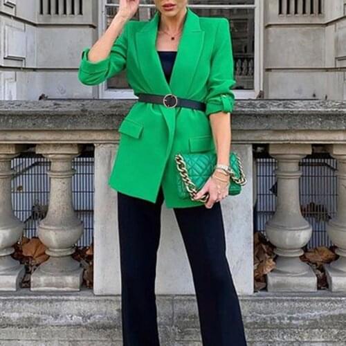 Womens 2021 autumn new solid color fashion suit jacket temperament suit