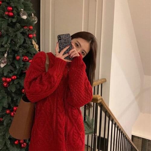 2021 Women Autumn Winter Vintage Sweater Female Elegant Loose O-neck Long Sleeve Pullover Lady Casual Solid Knitted Jumpers H260