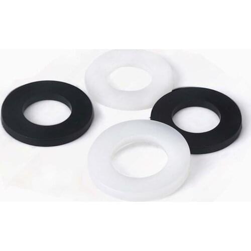 100pcs White Black Plastic Nylon Flat Washer Plain Plane Spacer Insulation Gasket Ring For Screws M2 M2.5 M3 M4 M5 M6 M8 M10 M12
