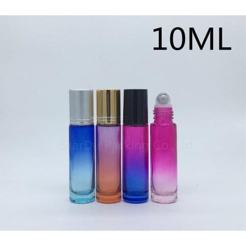 150pcs/lot 10ml colour roll on perfume bottle, 10ml essential oil rollon bottles, Gradient color glass roller container