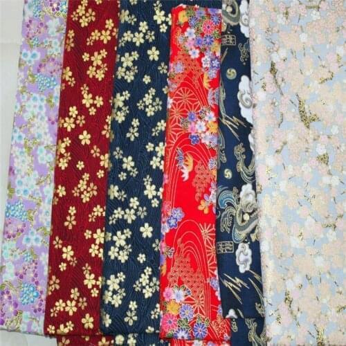 150cm width Japanese kimono fabric flower Sliver gold foil print cotton Fabric Cloth Garments Crafts Accessories BH10-25