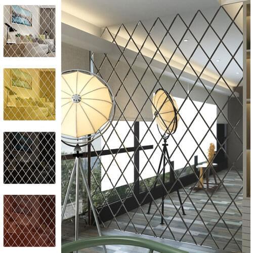 17/32/58Pcs DIY 3D Mirror Wall Stickers Diamonds Triangles Acrylic Wall Mirror Stickers for Kids Room Living Room Home Decor
