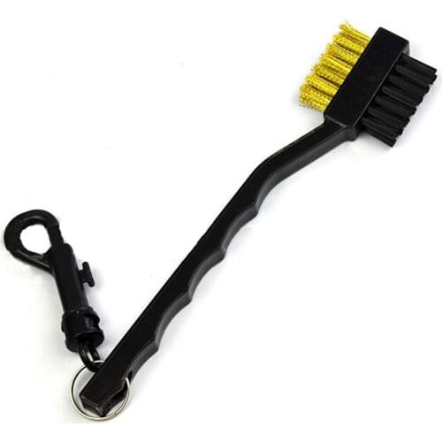 2 pcs 2 Sided Brass Wires Nylon Golf Brush Clip Groove Ball Cleaner Cleaning Kit Tool Useful