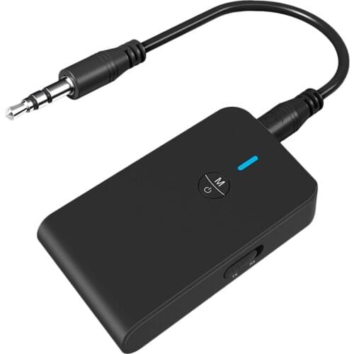 2-IN-1 Bluetooth 5.0 Transmitter Receiver Wireless 3.5mm Audio Adapter, Black