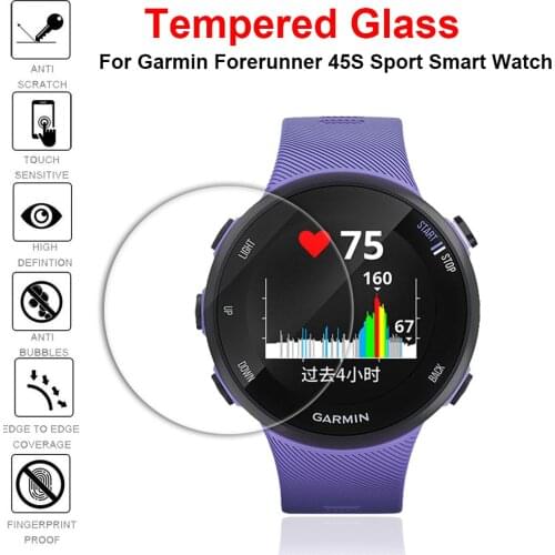 3Pcs 9H 2.5D Premium Tempered Glass For Garmin Forerunner 45S Screen Protector Film For Garmin Forerunner45S Sport Smart Watch