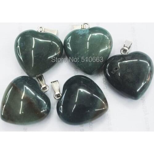 5 Piece/Lot Natural Indian Agatee Stone Pendant Big Heart Shape For Chain Necklace Size 30mm