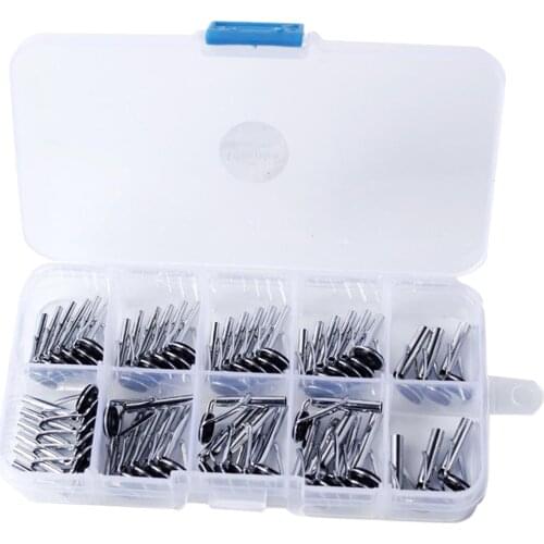 54Pcs/Box Fishing Rod Top Guides Rings Fishing Rod Tips Repair Accessories Size 1.6/1.8/2.0/2.2/2.4/2.6/2.8/3.0/3.2mm