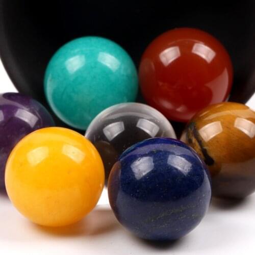 7pcs/set Reiki Chakra Healing Energy Mineral Stone Beads Natural Ametysts Crystal Lazuli Lapis Red Agates Round Beads Decoration