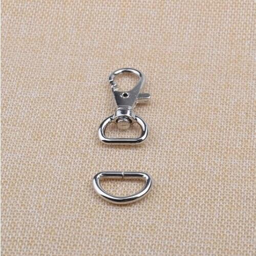 9/16'' (12mm) inner width Silver Mini Snap Hook 4cm x 1.8cm alloy Nickel metal ring D ring 50sets/lot