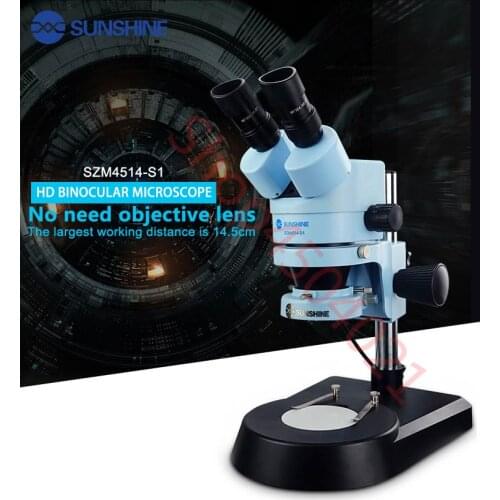 Sunshine SZM4514-S1 zoom 7X-45X HD binocular Microscope for Mobile Phone Repair PCB Inspection Soldering Industrial Microscope