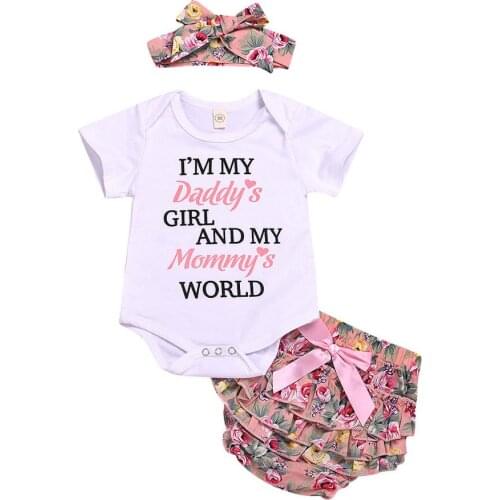 Brand Newborn Infant Baby Girl Top Romper and Floral Short Pants Outfit Clothes Lovely Summer Jumpsuit Shorts Headband