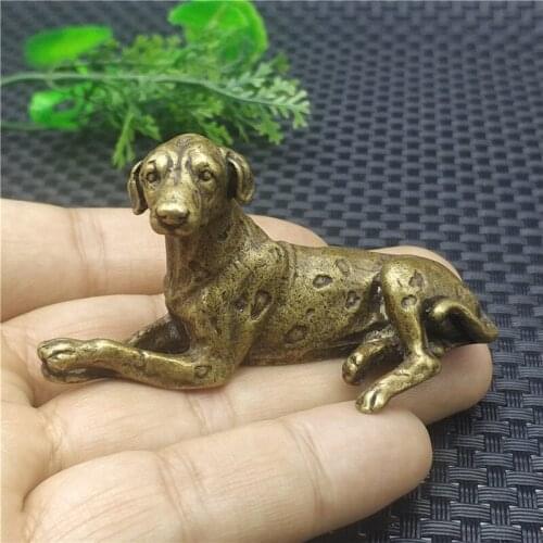 Handmade bronze dog solid brass zodiac animal statue retro fortune dog cute dog tea pet bronze statue gift