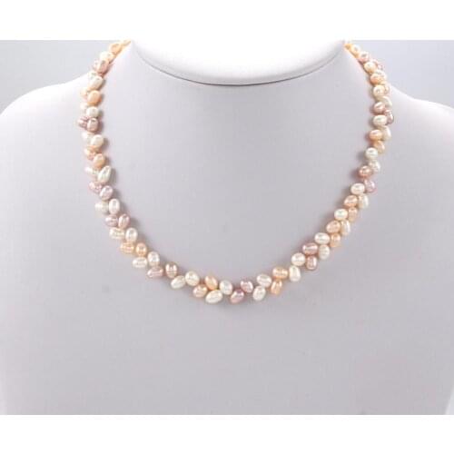 Beads Handmade Pearl Necklace Jewelry Natural Freshwater Pearl Necklace 5-6mm Multi Rice Pearl For Women Gift Party