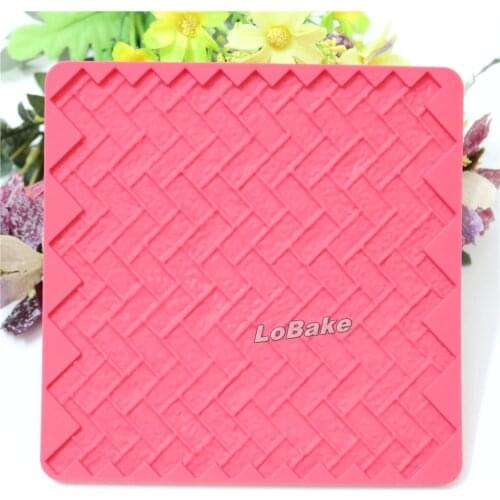 Latest square 15*15cm tile checks wall floor board shape silicone fondant cake cookie crisp lace molds for kitchen accessories
