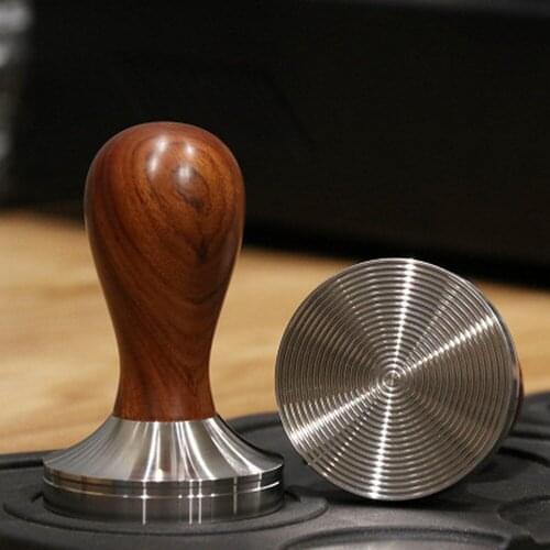 51mm Coffee Press Tool Coffee Tamper with 304 Stainless Steel Base Solid Wood Handle Coffee Powder Hammer Press Tools