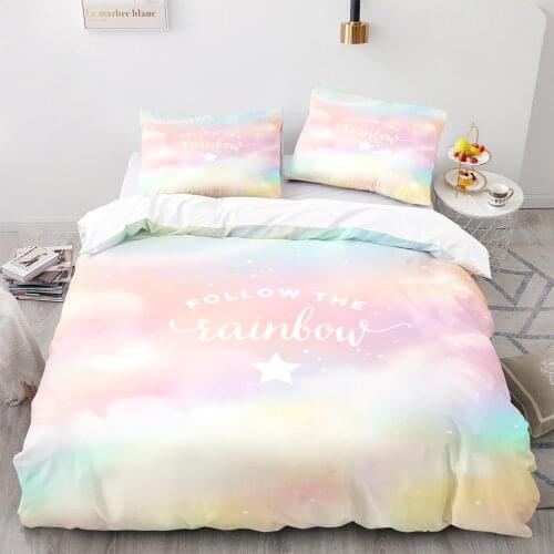 Colorful Rainbow Bedding Set Single Twin Full Queen King Size Rainbow Bed Set Childrens Kid Bedroom Duvetcover Sets 3D Print 11