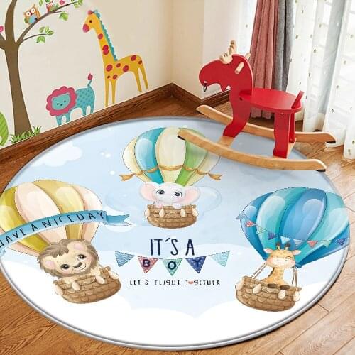 2021 Dropshipping Flannel Round Plus Soft Carpet Baby Hand Print Rug Baby Play Mat Children Cute Animal Pattern Children Carpet