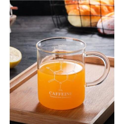 B2RB Caffeine Beaker Mug Graduated Beaker Mug with Handle Borosilicate Glass Multi-Function Food Grade Measuring Cup