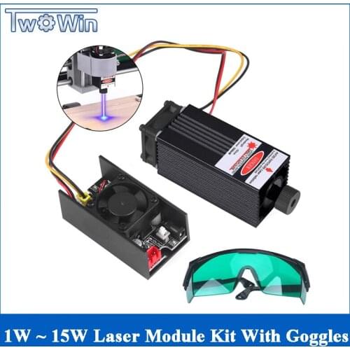 1000mw~15W Laser Module 450NM Blue Laser Head Engraving Cutting Laser Kit Laser Tube Free Goggles For 2/3 Axis Laser Machine