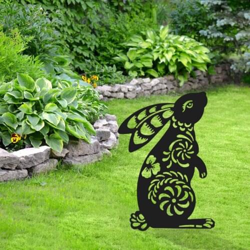 Metal Branch Rabit Garden Decoration Sign Backyard Home Lawn Yard Decor Sign Home Lawn Bunny Art Sculpture Garden Statue New