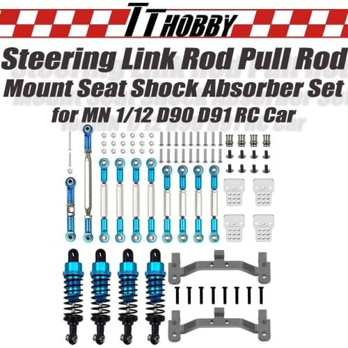 TTHOBBY Metal Steering Link Rod Pull Rod Mount Seat Shock Absorber for MN 1/12 D90 D91 RC Car Upgrade Accessories Spare Parts