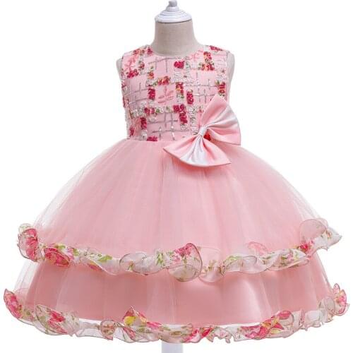 Cute Puffy Pink Ball Gown Girl Pageant Dress Pink Flower Girl Dresses with Sequins Tulle First Communion Dress New Year