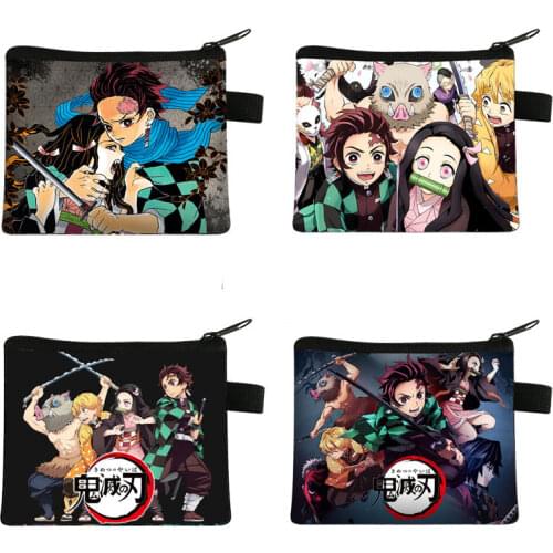 Demon Slayer Kimetsu no Yaiba Mini Wallet Blade of Ghost Women Girls Coin Purse Cartoon Card Keys Credit Card Bag Gift