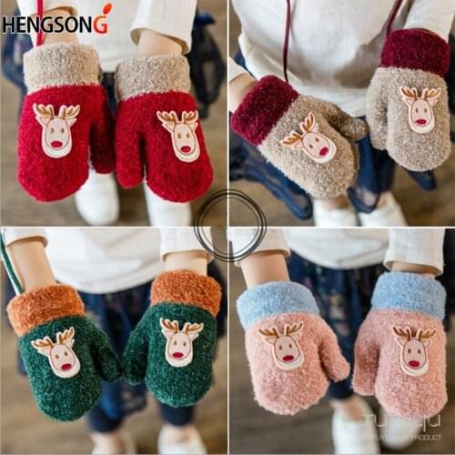 Fashion Children Clothing Cotton Flock Spring Autumn Winter Gloves Toddler Kids Cute Thicken Christmas Deer Girls Boys New