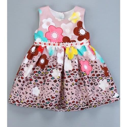 Fashion Summer Dress For Girls Sleeveless Flower Printed Childrens Dresses Casual Cotton Clothing for Girls Kids Dress 2-6 year