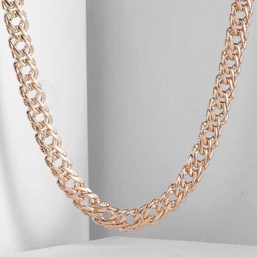 Fashion 7mm Womens Mens Necklace 585 Rose Gold Filled Hammered Venitian Link Chain Necklace Jewelry 20inch 24inch DCN08