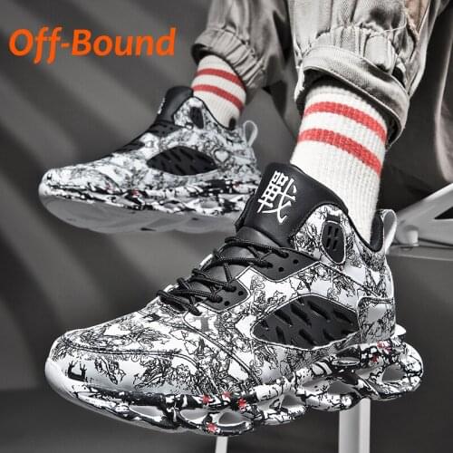 Off-Bound Men Running Shoes Graffiti Tennis Sneakers Chunky Platform Blade Training Basketball Sport Shoes Casual Footwear 46