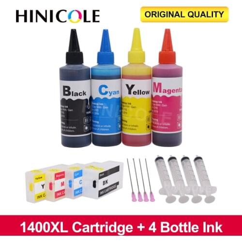 HINICOLE 400ml Printer Ink Refill Kit + PGI1400 XL Ink Cartridge Compatible For Canon PGI1400 MAXIFY MB2040 MB2140 MB2340 MB2740
