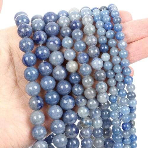 Natural Stone Blue Aventurine Charm Round Loose Beads For Jewelry Making Needlework Bracelet Diy Strand 4-12MM