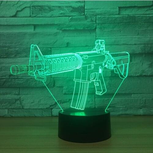 2018 new submachine gun 3D night light smart home lamp energy-saving led lamp USB stereo light children gifts lamp