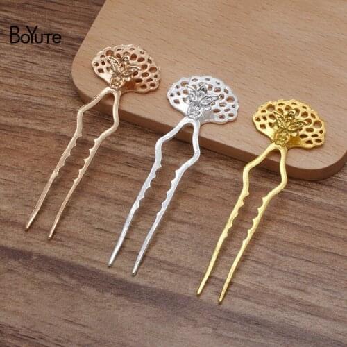 BoYuTe (20 Pieces/Lot) 24*74MM Metal Alloy Flower Hair Stick Vintage Style Diy Hair Jewelry Accessories