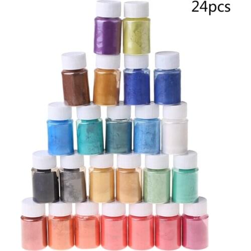 24 Colors Pearlescent Natural Mica Mineral Powder Epoxy Resin Dye Pearl Pigment