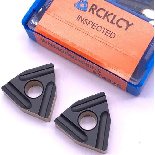 10pcs RCKLCY Carbide inserts WNMG080408R-S FT4225 External Turning Tool carbide turning inserts for steel cutting tool cnc plate