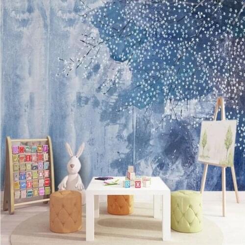 Custom wallpaper Nordic abstract oil painting flower wall small fresh pastoral wind decoration wallpaper waterproof material
