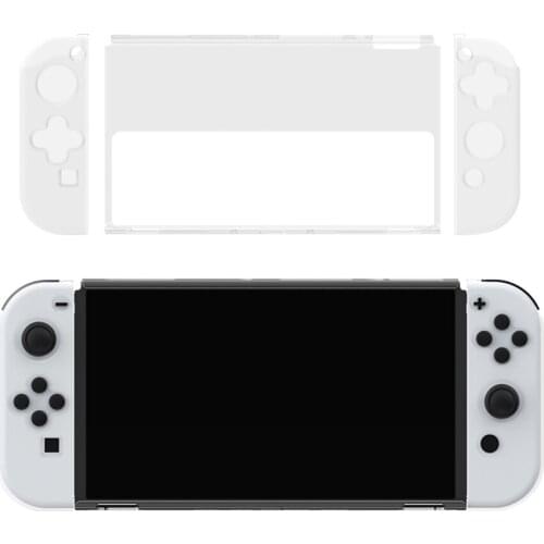 TPU Transparent Protective Case Crystal Shell Frame Glass Screen Protector for Nintendo Switch OLED Game Console Accessories