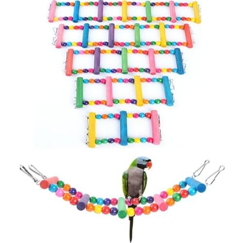 Bird Swing Chewing Training Toys Small Parrot Hammock Parrot Cage Bell Perch Toys With Wooden Beads Hanging Toys Set Bird Toys