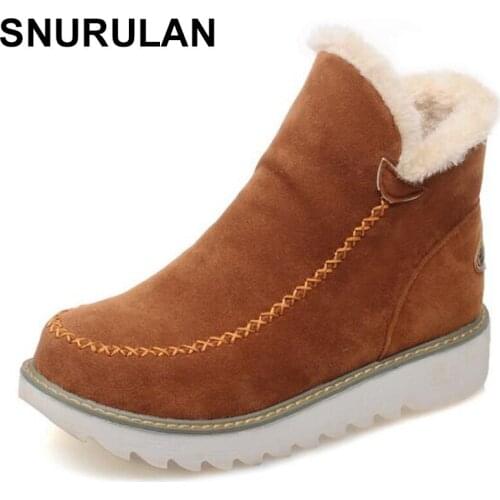 SNURULAN Chaussure femme wedge winter shoes woman women platform heels fashion girls ladies ankle snow boots sapato feminino