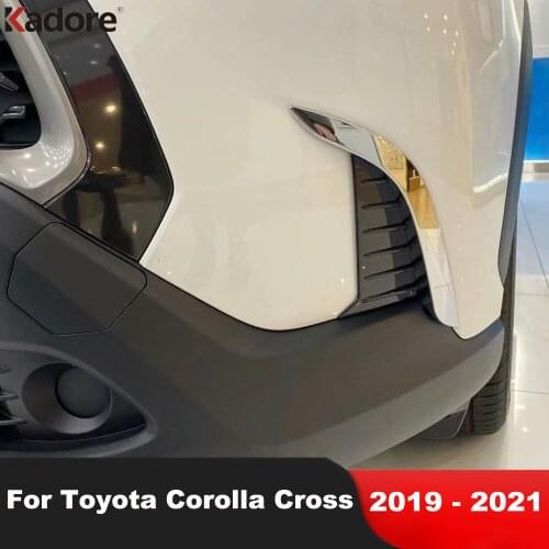 Front Foglight Eyebrow Cover Trim For Toyota Corolla Cross 2019 2020 2021 ABS Chrome Fog Lamp Strip Car Styling Accessories 2pcs