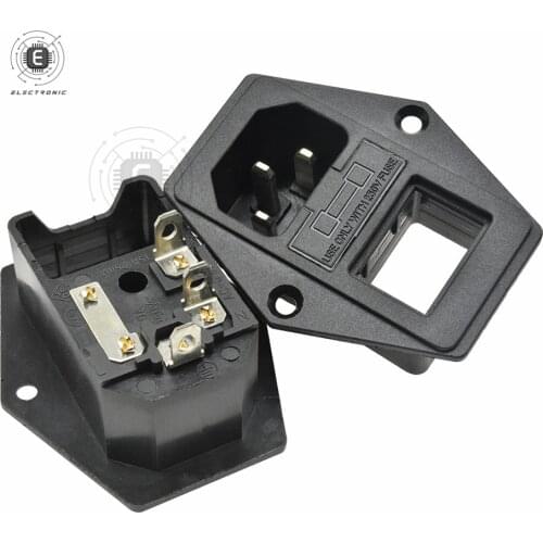 Screw Fixed Copper Core Socket AC 250V 10A Power Cord Inlet Socket Power Adapter With Fuse Rocker Switch