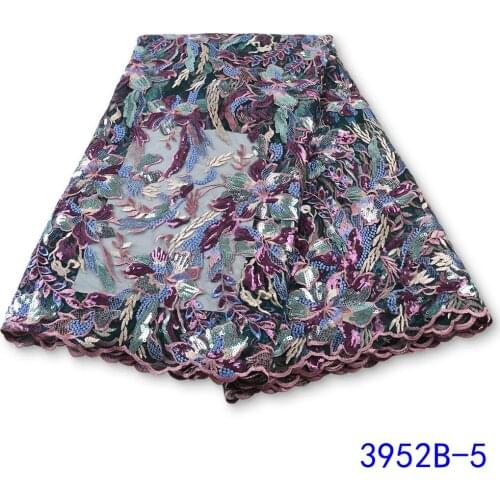 XIYA African Sequins Lace Fabric 2021 High Quality Lace Embroidery Nigerian Mesh Lace Fabrics For Women Party Wedding 3952B