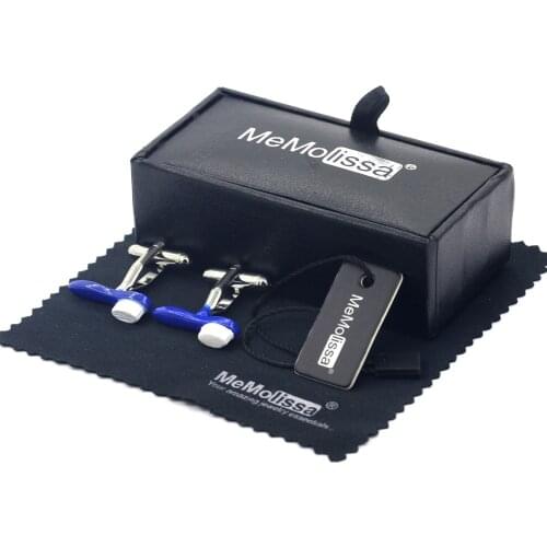 MeMolissa Display Box Cufflinks New Cufflinks Toothbrush Design Blue Color Gift For Dentist Men Cufflinks Free Tag & Wipe Cloth