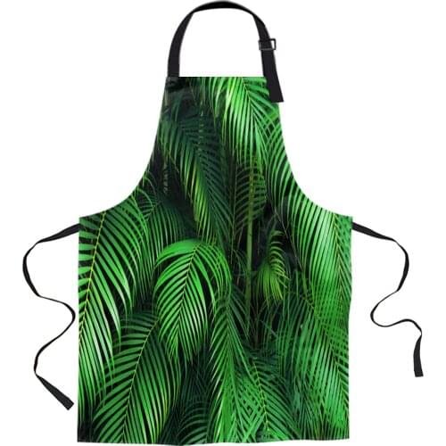 Green Leaves Tropical Jungle Plant Kitchen Nail Shop Apron for Women Men Kids Aprons Dinner Party Cooking Baking Accessories