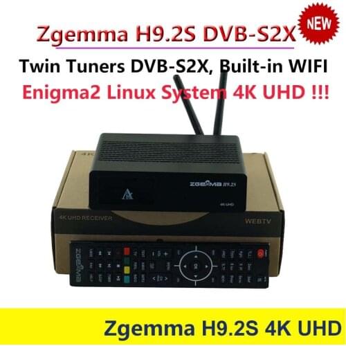 Zgemma H9.2S 2XDVB-S2X Enigma2 Linux 4.1 HEVC H.265 4k UHD 2160P twin tunner Satellite TV Reicever decoder WIFI built in