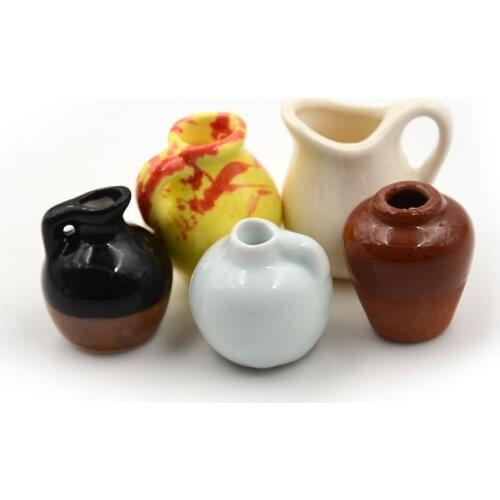 1Pcs DIY Handmade Doll House Kitchen Ceramic Ornament Decora vase 1:12 Mini Dollhouse Miniatures Ceramic Pot