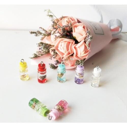 10pcs Resin Drifting Bottle Charms Pendants Make Wish Bottle Charms Earring Keychain Pen Decor Floating DIY Jewelry Accessories