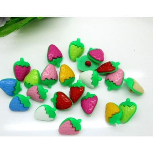 100Pcs Mixed Acrylic Strawberry Shape Sewing Buttons For Kids Clothes Scrapbooking Decorative Botones Handicraft DIY Accessories
